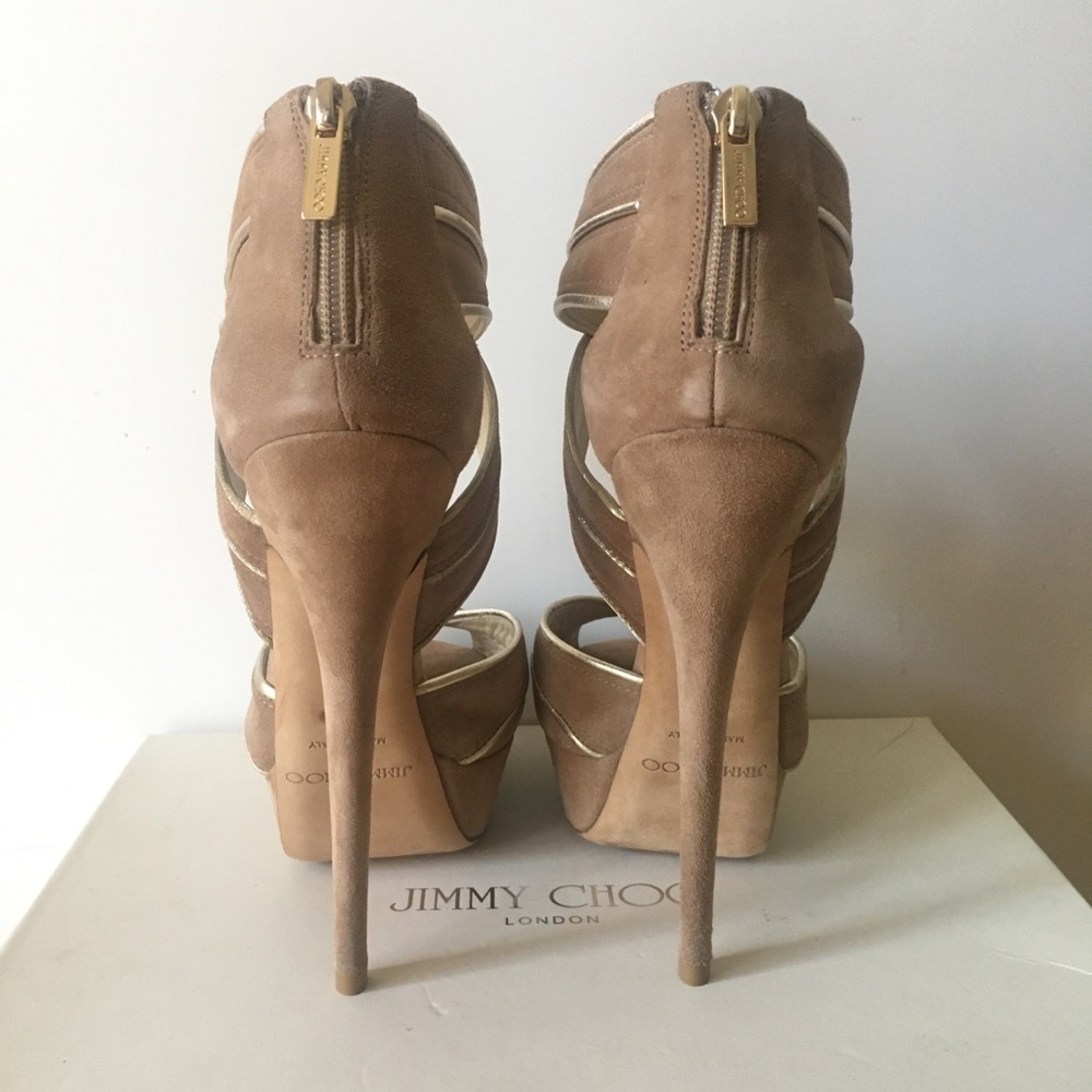 NWT Jimmy Choo Koko Metallic Suede Platform Sandal - Picture 5 of 7